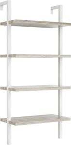 Wandregal Leiter Bücherregal Sturdy - Industrie Metall Holz - 152 cm hoch - weiß