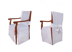 TexDeko Universal Stuhlhussen - Modell Monaco für Stühle mit Armlehne - Weiß