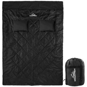 MOUNTREX Doppelschlafsack - Sommer Schlafsack für 2 Personen (210 x 150cm), Deckenschlafsack - XXL Sommerschlafsack, Outdoor & Indoor (Schwarz)