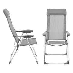 Skládací židle Errenteria Set of 2 Camping Chair 109 x 57 x 67 cm Zahradní židle Outdoor Chair Aluminium Light Grey