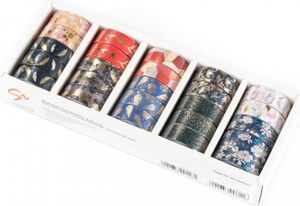 Dekorativní Washi Tape Gold Narcissus SET 3 display mix 25 kusů