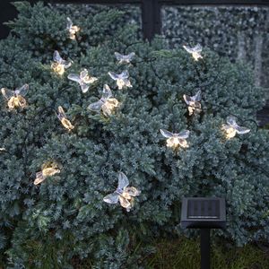 Star Trading 482-07 Solarlichterkette Schmetterlinge 2,8m Lichtsensor 15 LEDs warmweiß Kabel schwarz