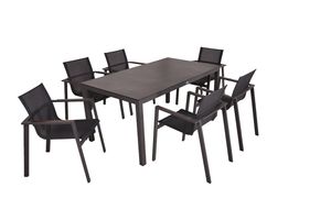 Tischgruppe SOPHIA 7 Teilig Tisch Set Stuhl Stapelstuhl Garten
