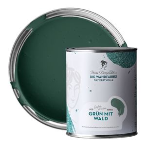 MissPompadour edelmatte Wandfarbe Grün mit Wald 1L - sehr hohe Deckkraft - geruchsneutrale, spritzfreie Farbe - atmungsaktive Innenfarbe - Die Wertvolle