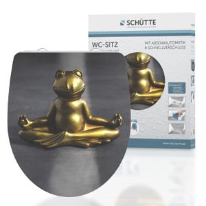 SCHÜTTE Duroplast HG WC Sitz RELAXING FROG, Toilettendeckel mit Absenkautomatik und Schnellverschluss, Toilettensitz