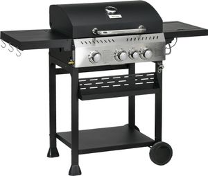 Plynový gril Outsunny 3 KW 3+1 hořák Grilovací vozík z nerezové oceli Boční hořák Plynový gril Outsunny 3 KW 3+1 hořák Grilovací vozík z nerezové oceli Boční hořák