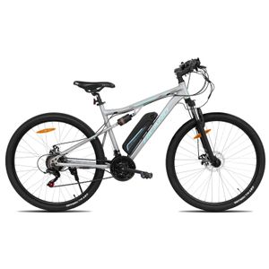 HILAND 29 Zoll E-Bike Mountainbike Vollfederung, LCD Display, 21-Gang Shimano,Heckmotor 250 W 36V/10.4Ah Akku, Elektrofahrrad Damen und Herren, Grau