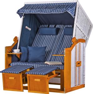 Strandkorb - bene living - Ostsee - gestreift/blau - PE weiß