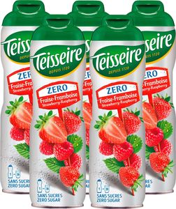 Teisseire Sirup Erdbeer-Himbeer zero Zucker 600ml - Cocktails (5er Pack)