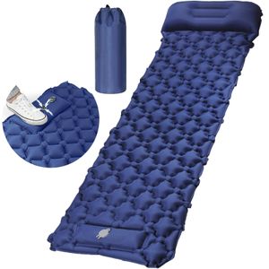 Isomatte Selbstaufblasende Schlafmatten für Camping,6 cm,mit Fußdruckpumpe, Marineblau