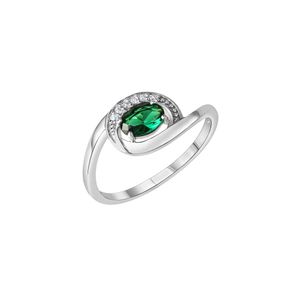 V Ring 925/- Sterling Silber 056 (17,8) synth.Smaragd grün 274270252
