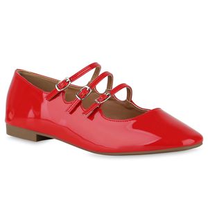 VAN HILL Damen Riemchenballerinas Ballerinas Klassisch Freizeit Schuhe 841167, Farbe: Rot, Größe: 40