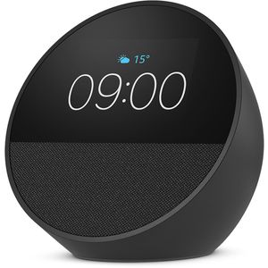 Der neue Amazon Echo Spot (2024), Smart Clock mit sattem Klang und Alexa, Schwarz