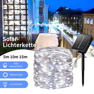 20 M Solar Lichterkette Lichtschlauch LED Lichterkette 8 Lichtmodi Party Garten Innen Außen Deko Weihnachtsbeleuchtung, Kaltes Weiß