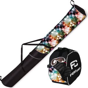 Premium SET Skitasche, 170 cm, Triangle, mit Skischuhtasche, für Ski-Stöcke-Schuhe-Helm, kompakt [053]