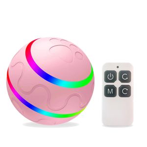 Interaktives Hundespielzeug ball, mit Fernbedienung Selbstdrehender Huepfball, 360° Rollen Elektrisch Ball mit LED-Licht, USB Wiederaufladbares, Smart Wicked Ball für Katzen Hunde, Pink