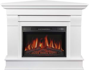 ArtiFlame Elektrokamin Albion Corner AF23S Elektrischer Eckkamin mit Heizung 1800W realistischer 3D-Flammeneffekt LED-Beleuchtung Fernbedienung Weiß