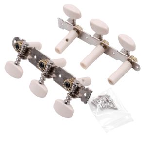 vhbw Stimmwirbel Mechaniken Pegs 3R3L für Gitarre, Konzertgitarre - Gitarrenwirbel, Stimmmechanik, 10 mm Aufnahme Silber