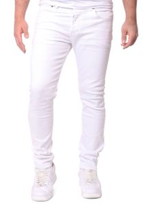 Reslad Jeans-Herren Slim Fit Basic Style Stretch-Denim Jeans-Hose RS-2063 Weiß W34 / L32