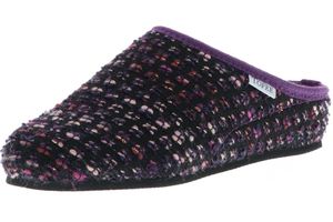 TOFEE Damen Hausschuhe Pantoffeln Naturwollfilz Strickoptik violett/lila/schwarz, Größe:40, Farbe:Violett