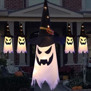 3 Stück Halloween Dekoration Garten, Hängend Halloween LED Geisterlicht Leuchtende Geist Deko für Halloween den Innen und Außenbereich Dekorative Leuchten, Warmeslicht