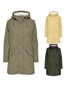 ONLY Damen Regen-Mantel OnlSally Rain-Coat Regen-Jacke mit weißem Teddyfell, Farbe:Grün, Größe:S