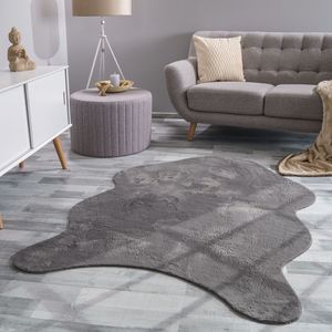 TT Home Wohnzimmer Teppich Unifarben Flauschig Modern Kunstfell Kurzflor Größe 100x200 cm Fell-Form