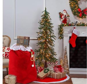 XXL Weihnachtssack- Nikolaussack Weihnachtsmann Sack- Geschenksack aus Samt für Weihnachten Geschenke (Rot und Weiss, 70 x 100 cm)