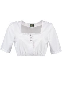 OS Trachten Damen Bluse Kurzarm Unterziehbluse Trachtenbluse mit Kastenausschnitt Vebil, Größe:44, Farbe:weiß