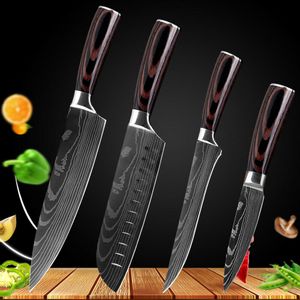 Küchenmesser Set, 4er Küchenmesserset aus hochwertigem Carbon Edelstahl, Ultra Scharfes Messerset mit Chefmesser Hackmesser Allzweckmesser, Geschenke