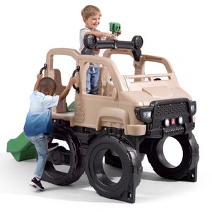 Step2 Safari Truck Climber Klettergerüst mit Rutsche | Klettergerät aus Kunststoff für den Garten | Spielzeug für Kinder in form eines Autos