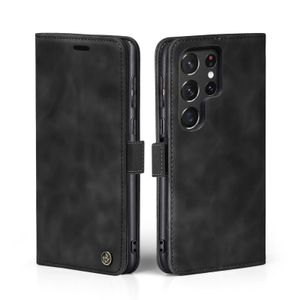 Handy Hülle für Samsung Galaxy S22 Ultra Klapphülle Bookcase Flip Cover Handy Tasche Etui Farbe: Schwarz