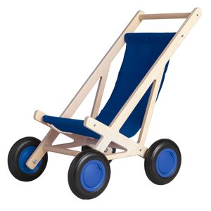 Van Dijk Toys Holzpuppenwagen / Puppenbuggy - Blau (Kindertagesstättenqualität)