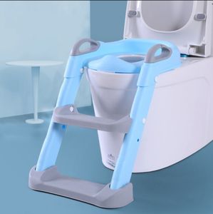 Baby-Töpfchen-Toilettensitz mit Treppe: Kinder-Toilettensitz-Toilettentrainer für Kleinkinder, Jungen und Mädchen – höhenverstellbarer und faltbarer Reise-Badezimmersitz mit spritzwassergeschütztem Griff,blau