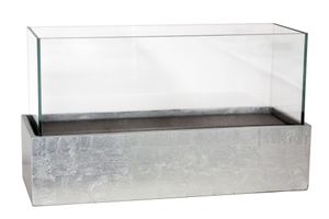 Deko-Windlicht Kerzenhalter rechteckig CANDELITO Silber Hochglanz - 50x20x29 cm