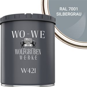 Holzlack Holzfarbe Holzschutzfarbe Möbellack MATT W421 Silbergrau änhl. RAL 7001 - 750ml