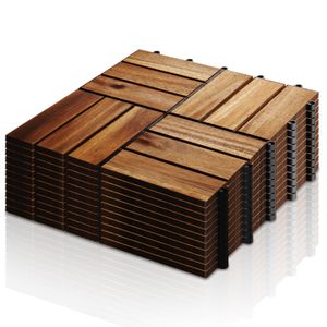 VINGO 12 lamelových dlaždíc, 3m² podlaha z agátového dreva 30x30cm, mozaika, ideálna dlažba na záhradu terasu balkón (33 kusov)