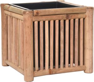 VIVANNO Pflanzkübel Bambus BLOCK Säule, Natur matt - 31x31x28 cm