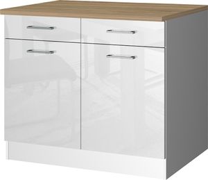 Küchen-Unterschrank 100 MARANELLO-03 Weiß Hochglanz Breite 100 cm