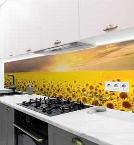 Küchenrückwand Feld aus Sonnenblumen selbstklebend, groesse_krw:120 x 60cm