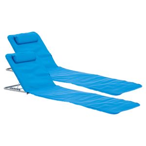 Strandmatte ’Cellorigo’ 2er Set mit verstellbarer Rückenlehne klappbar Stahlrahmen 160 x 49 cm Blau