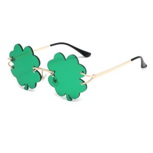 Irische Kleeblatt-Sonnenbrille zum St. Patrick's Day, grüne vierblättrige Kleeblatt-Kobold-Kostümbrille