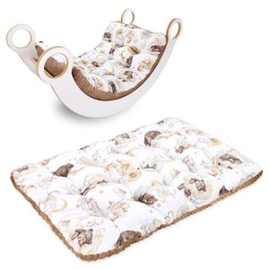 Bodenkissen groß 70x110 cm - Sitzkissen Kinder Boden Spielmatte Baby Bodenmatratze Kinderzimmer Schlummer Bär mit khaki Minky
