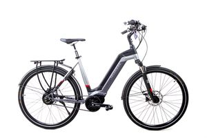 28 Zoll E-Bike TechniBike City Elektro Fahrrad Pedelec Riemenantrieb Grau Rot Gr.L