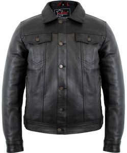 Herren Lederjacke im Jeansjacken Stil aus echtem Leder Rindsleder 90´er Jacke(XL)
