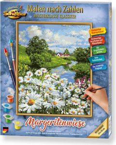 Schipper 609240899 Malen nach Zahlen - Margeritenwiese - Bilder malen für Erwachsene, inklusive Pinsel und Acrylfarben, 24 x 30 cm