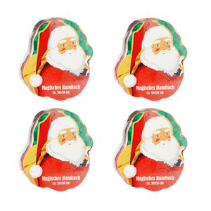 4er Set Magisches Handtuch Santa Weihnachten - Zaubertuch - 100% Baumwolle