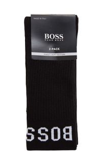 HUGO BOSS Stredne vysoké športové bavlnené ponožky s logom, dvojbalenie, čierne 43-46