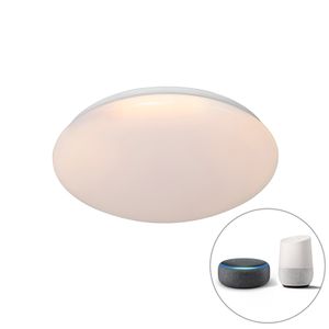 QAZQA - Modern Smarte moderne Deckenleuchte I Deckenlampe I Lampe I Leuchte weiß 38 cm inkl. LED und RGB - Iene I Wohnzimmer I Schlafzimmer - Kunststoff Rund - I (nicht austauschbare) LED