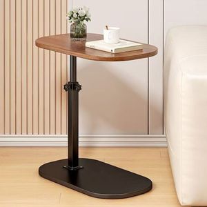 Beistelltische, C-Form, mobiler Kaffeetisch, Laptoptisch, Sofatisch, Computer-Beistelltisch, Höhenverstellbar 45-80 cm, Nussbaum-Farbe, für Wohnzimmer